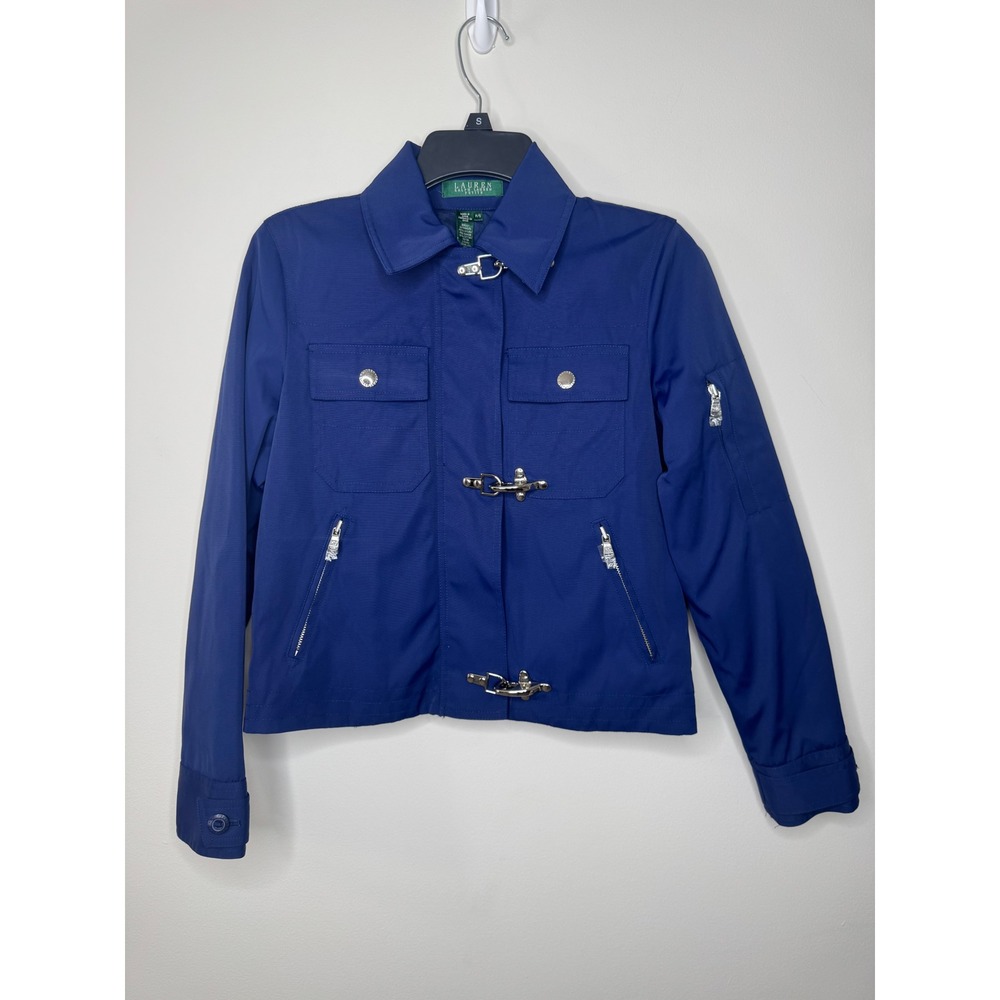 Lauren Ralph Lauren Petite Blue Lobster Claw Utility Jacket Quilted Lining P/S